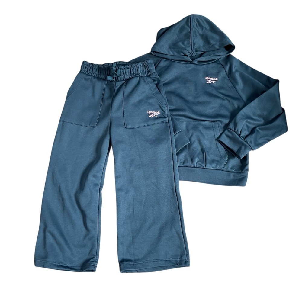 Reebok Teal Fleece Hoodie and Wide Leg Sweatpants US 5